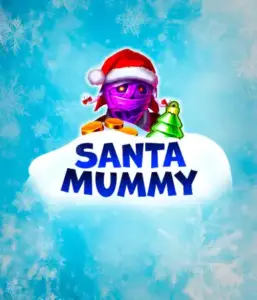  Experience the whimsical "Santa Mummy" slot game by Belatra, showcasing a mummified Santa decked out in festive holiday attire. This colorful image portrays the mummy with a vivid purple hue, wearing a Santa hat, against a backdrop of snowy blue and icy snowflakes. The game's title, "Santa Mummy," is boldly written in large, cool blue letters.