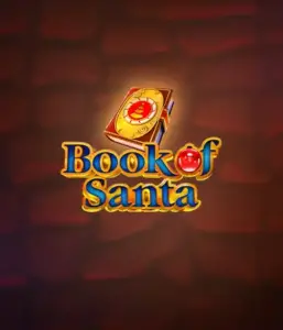 Immerse yourself in the holiday spirit with the Book of Santa game by Endorphina, showcasing an ornate golden book adorned with Santa's iconic symbol. This image conveys the warmth and excitement of Christmas, set against a warm red background. Ideal for holiday season gaming, delivering a captivating escape. 